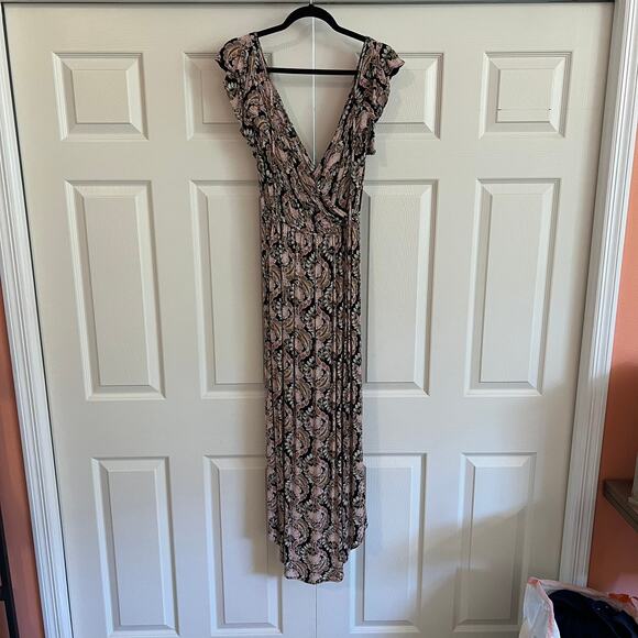 Xhilaration Women's Black/Pink Floral Romper/Dress Size M Flowy Fairy Gypsy - Picture 3 of 8